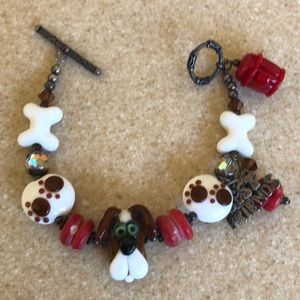 ceramic/glass bead dog theme bracelet